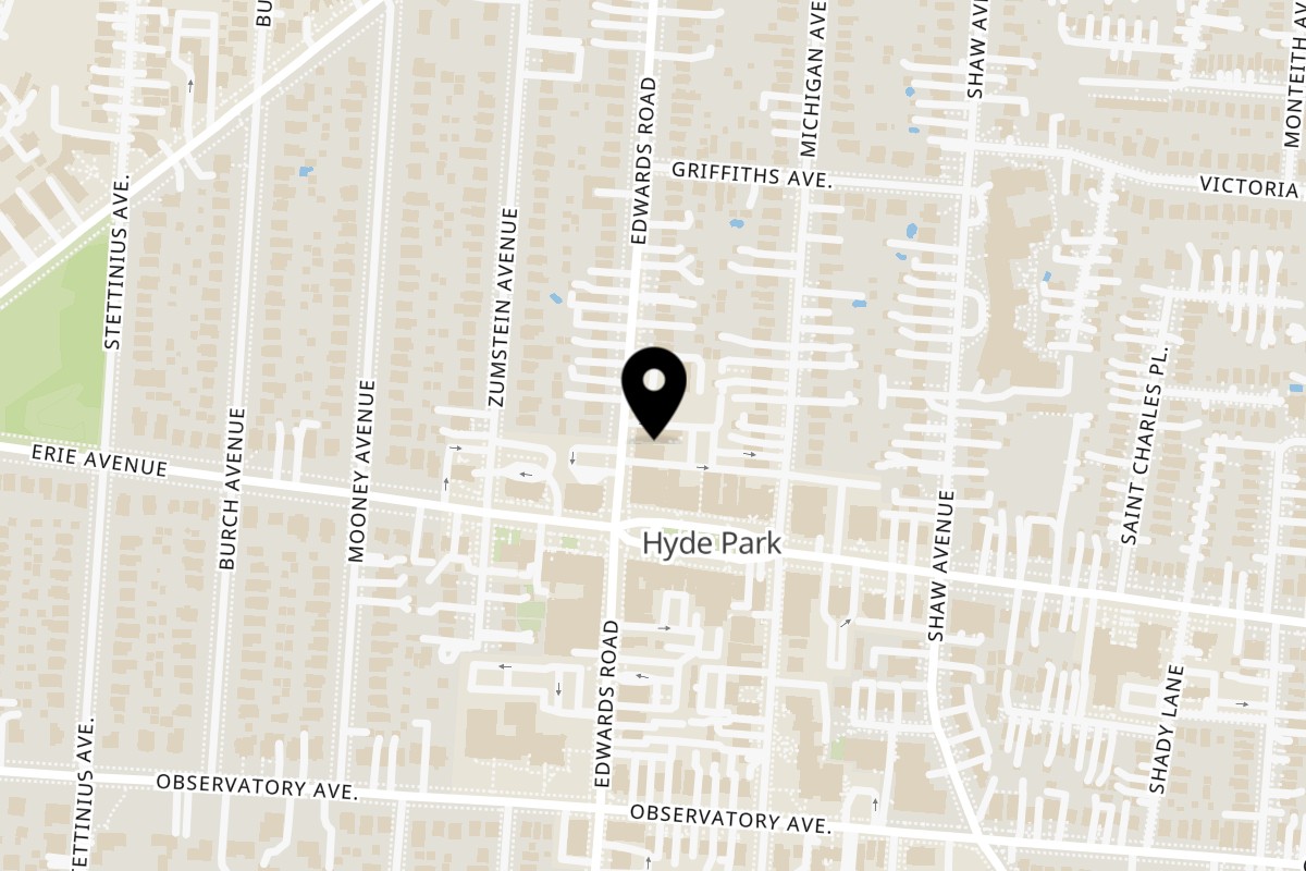 Map showing the location of E+O Kitchen Hyde Park on 3520 Edwards Rd in Cincinnati